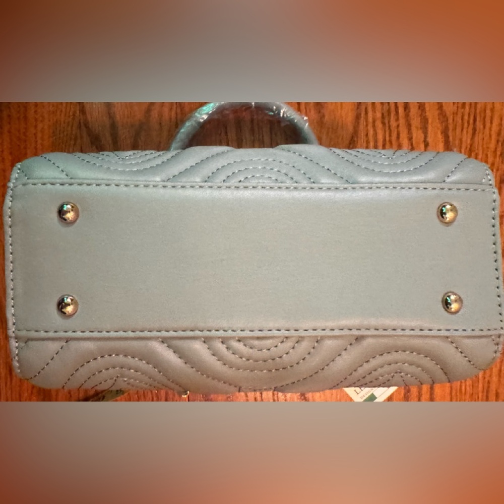 Valentino Orlandi Quilted Bag in Gray Vegan Leather w Guitar Crossbody Strap - Picture 14 of 16